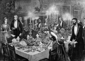 26th April 1890:  A dinner party.  Original Publication: From The Graphic.  (Photo by Hulton Archive/Getty Images)