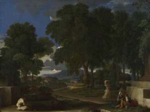 Full title: Landscape with a Man washing his Feet at a Fountain Artist: Nicolas Poussin Date made: about 1648 Source: http://www.nationalgalleryimages.co.uk/ Contact: picture.library@nationalgallery.co.uk Copyright © The National Gallery, London