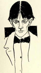 1892 Aubrey Beardsley Self-Portrait pen and wash 25 x 9.5 cm